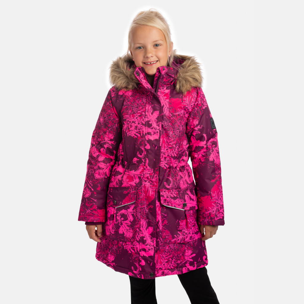 Tüdrukute parka MONA 2, bordoo mustriga 134