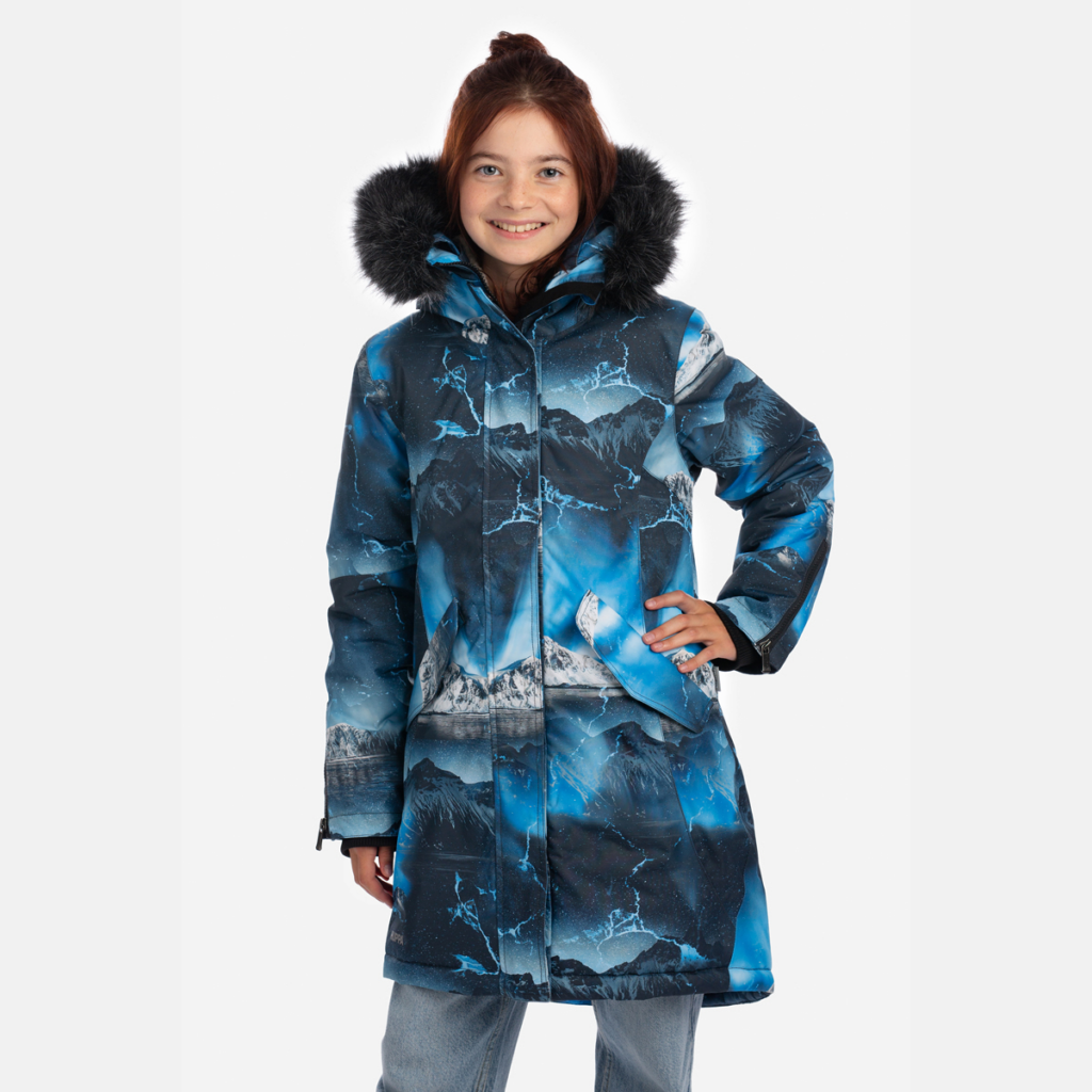 Tüdrukute parka VIVIAN 2, t.sinine mustriga 122