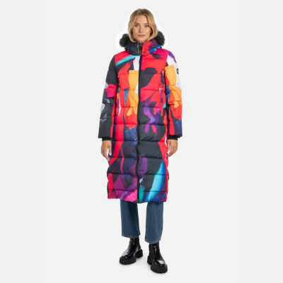 Naiste mantel GUDRUN, punane mustriga L