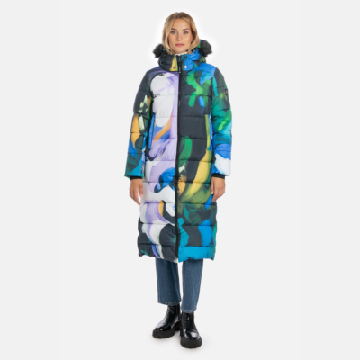 Naiste mantel GUDRUN, sinine mustriga L