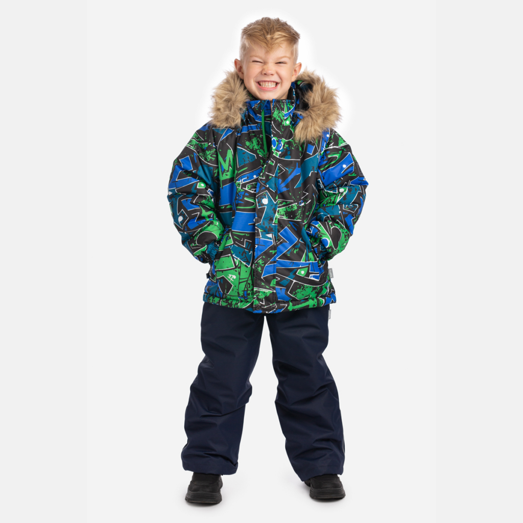 Poiste komplekt WINTER, roheline mustriga/ t.sinine 104