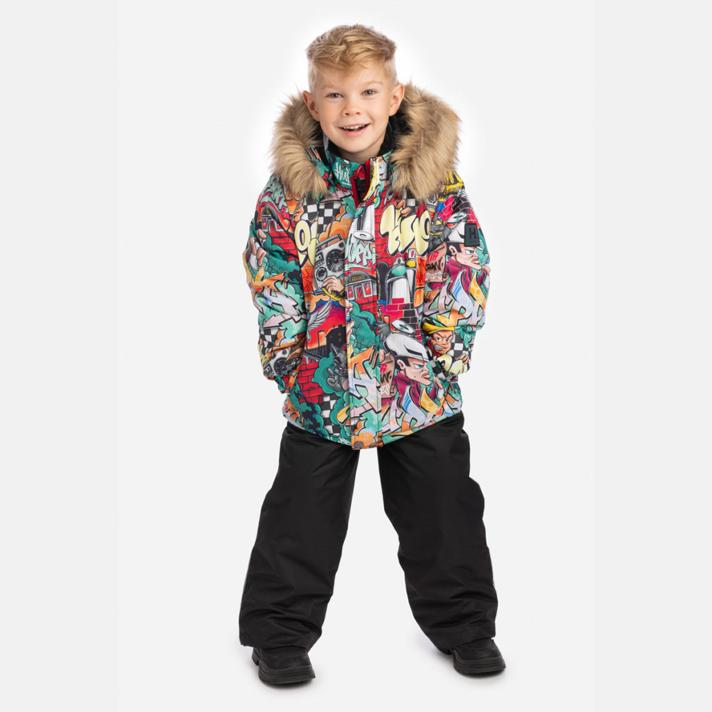 Poiste komplekt WINTER, punane mustriga/ must 104